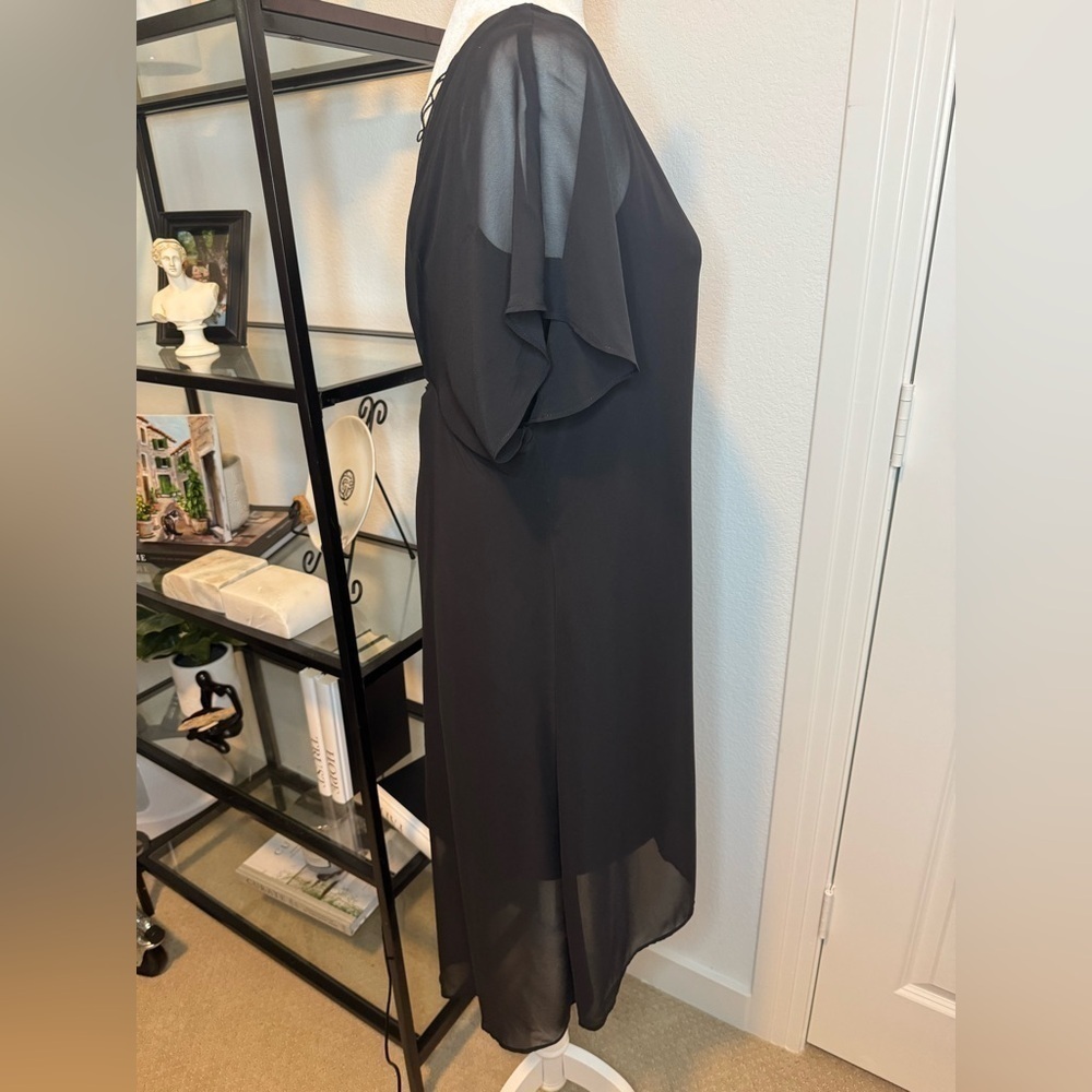 NWT Adrianna Papell Womens Chiffon Overlay Cocktail And Party Dress Black Size S - Picture 5 of 9